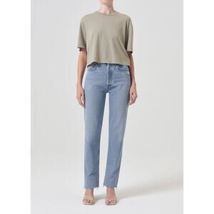 AGOLDE 90's Pinch Waist Size 26 Light Wash Jeans High Rise Raw Hem